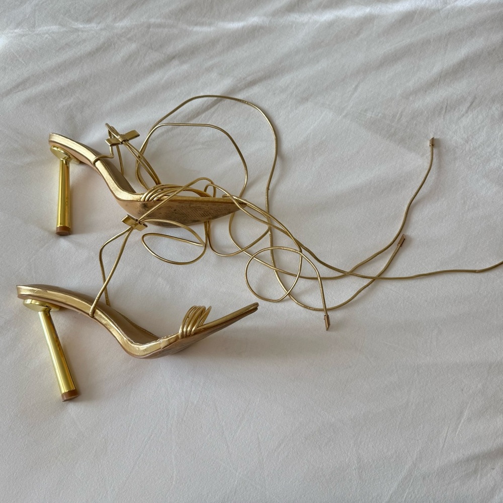 EGO Elegant Gold Strappy Heels w9 - lace up